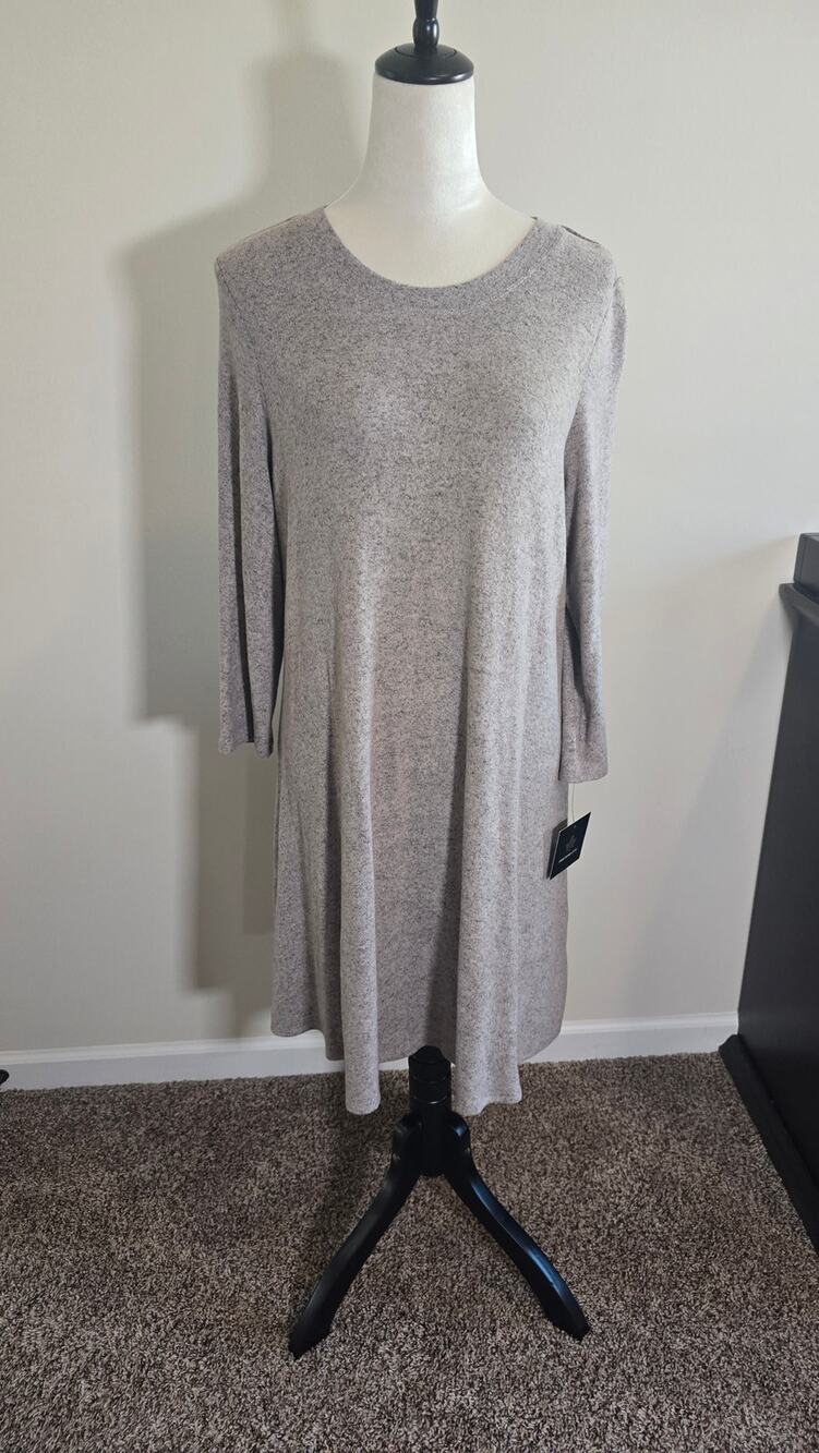 FORTUNE + IVY Regina Hacci Knit Sweater Dress Light Brown Size XL NWT